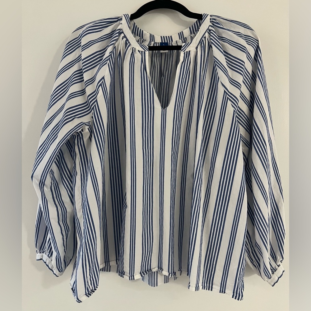 Blue and White Multi-Striped Shirt